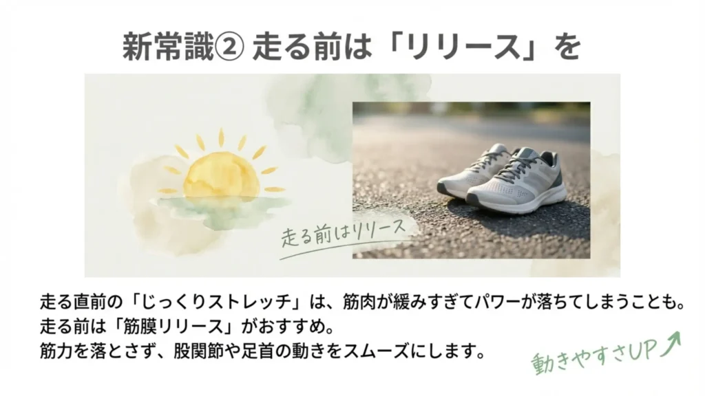 ランナー筋膜リリース：新常識２走る前は「リリース」を 