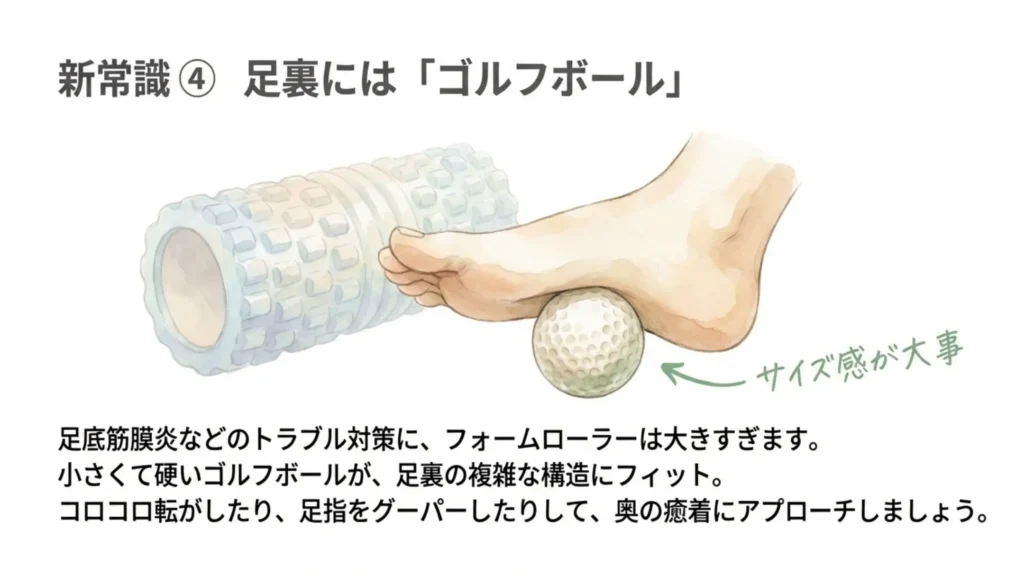 ランナー筋膜リリース：新常識４足裏には「ゴルフボール」 